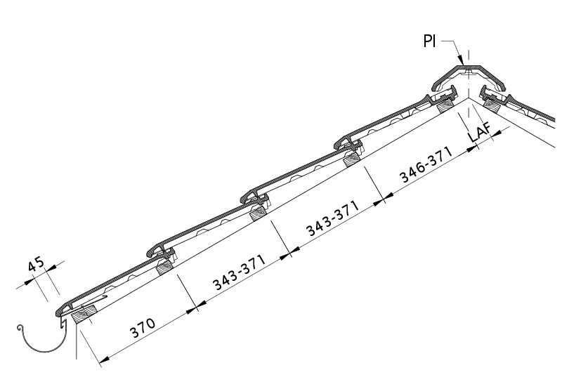 Disegno MIKADO sezione trasversale tetto DQF