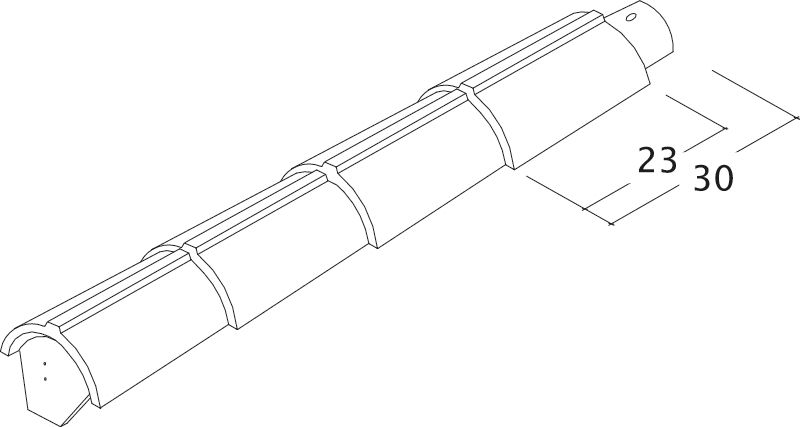 Disegno assortimento tegole di colmo e di displuvio BKoK-Firstziegel-Perspektive