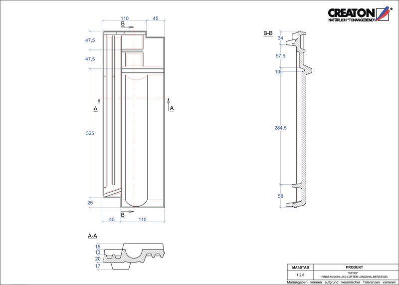 Prodotto file CAD RATIO Esalatore raccordo colmo mezza tegola FALLH