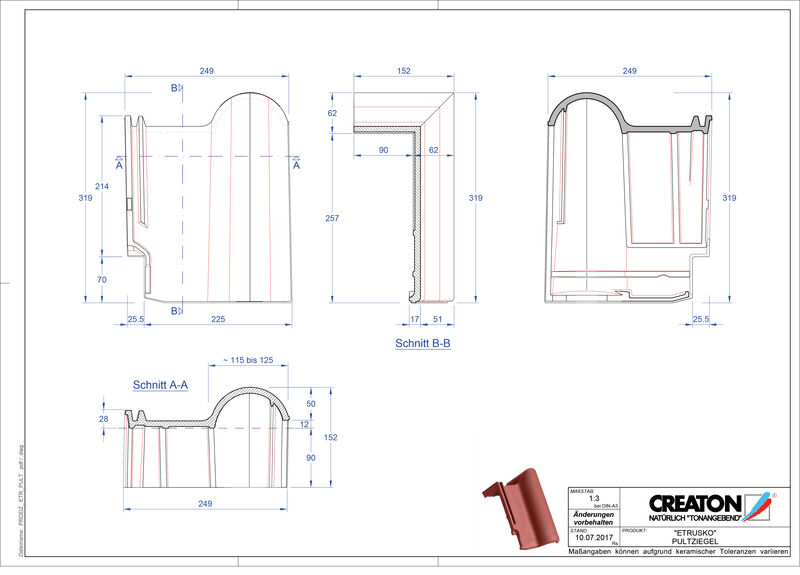 Prodotto file CAD ETRUSKO Tegola di testata PULT