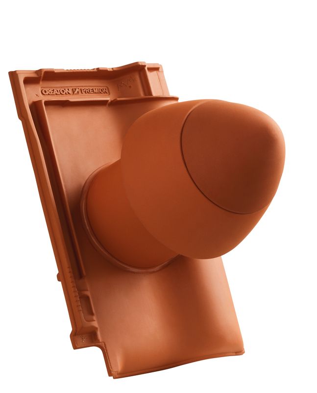 PRE SIGNUM Tubo di sfiato in ceramica DN 125 mm con calotta svitabile, incl. adattatore di collegamento sottotetto