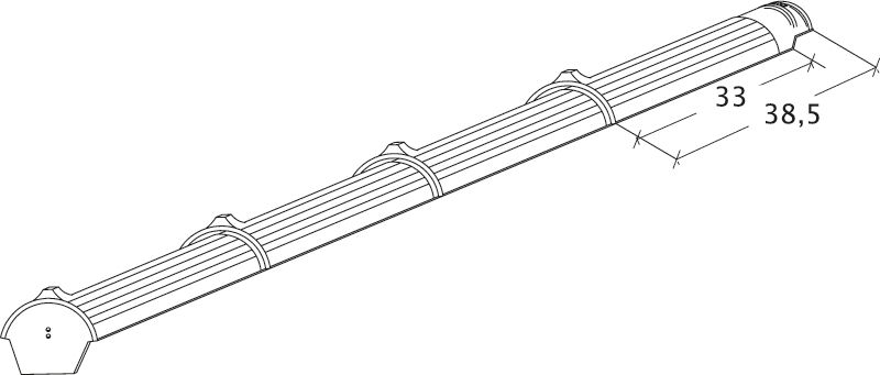 Disegno assortimento tegole di colmo e di displuvio BMK-Firstziegel-Perspektive