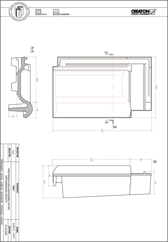 Prodotto file CAD MZ3 Tratto di scorrimento gronda di frontespizio destra VSBOGR