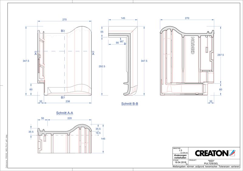 Prodotto file CAD MZ3 NEU Tegola di testata PULT