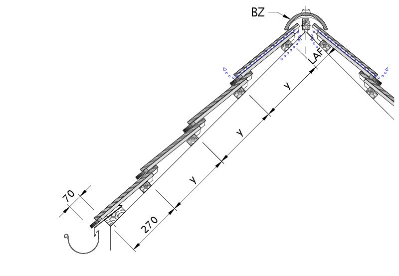 Disegno KLASSIK sezione trasversale tetto DQK-2