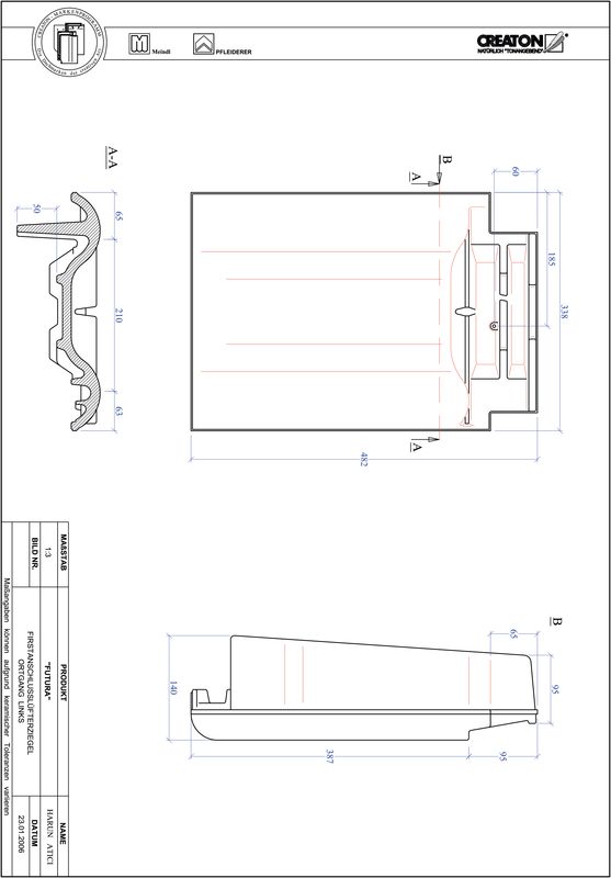 Prodotto file CAD FUTURA Esalatore raccordo colmo gronda di frontespizio sinistra FALOGL