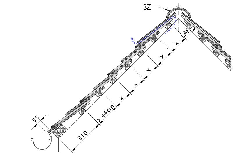 Disegno KLASSIK sezione trasversale tetto DQD-3