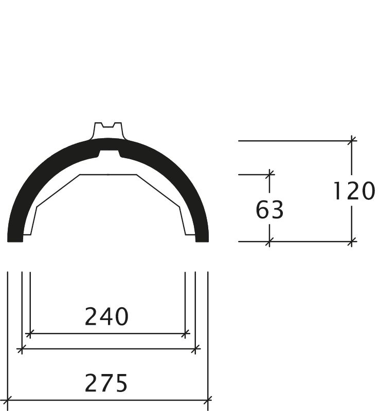 Disegno assortimento tegole di colmo e di displuvio PF-Firstziegel