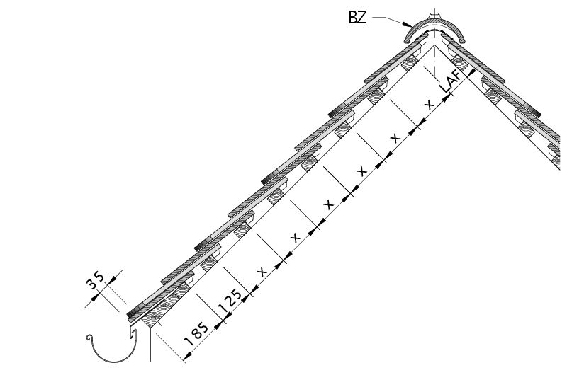 Disegno KLASSIK sezione trasversale tetto DQD-2