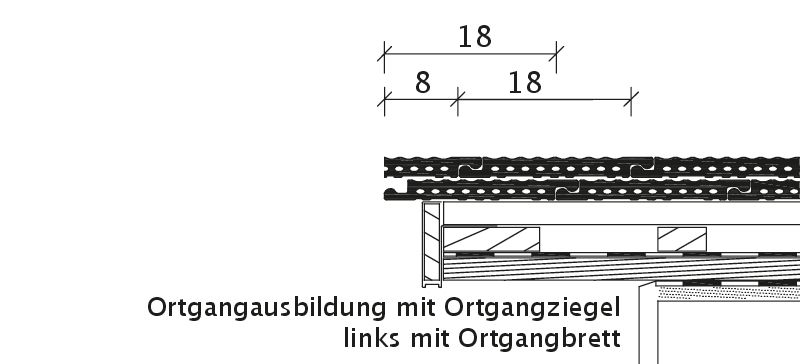 Disegno PROFIL tegola laterale sinistra con tavola per gronda di frontespizio OBL