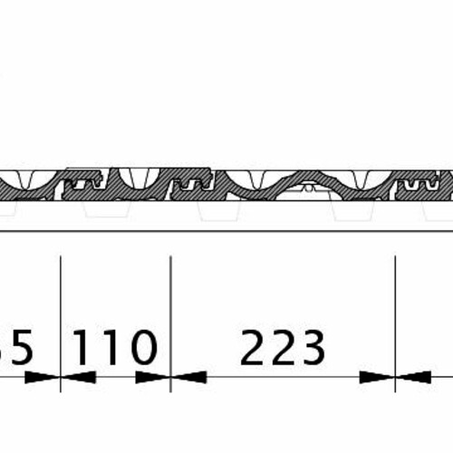 Disegno RATIO tegola laterale sinistra con tavola per gronda di frontespizio OBL