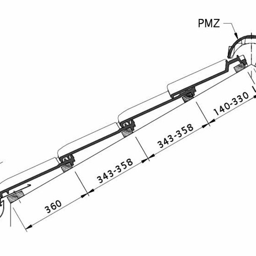 Disegno MZ3 sezione trasversale tetto DQF