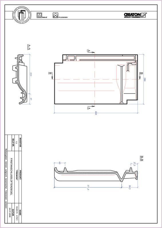 Prodotto file CAD PREMION Tegola raccordo colmo-aeratore FALZ