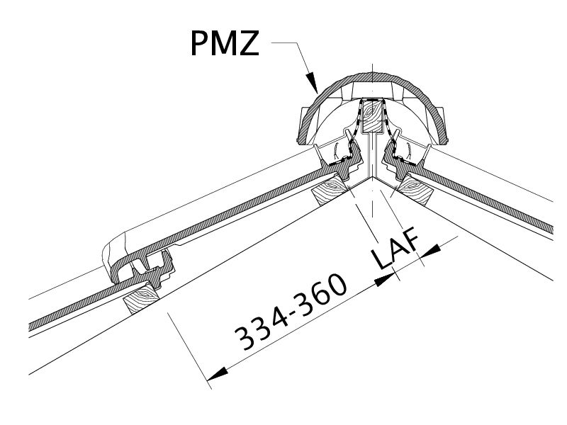 Disegno MZ3 NEU distanza tra i listelli al punto di taglio colmo, distanza listelli colmo LAF