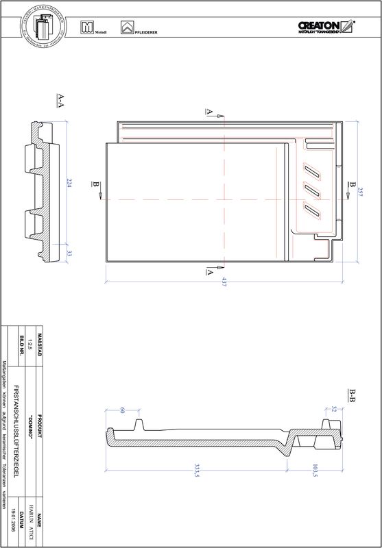 Prodotto file CAD DOMINO Tegola raccordo colmo-aeratore FALZ