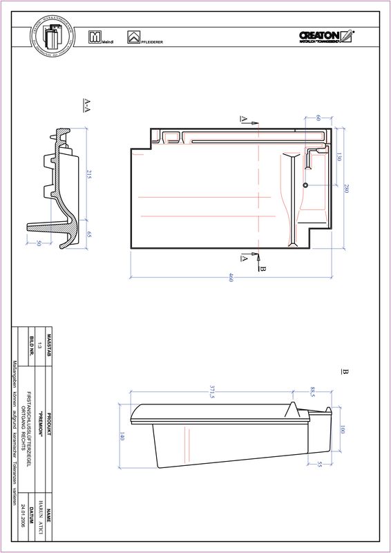 Prodotto file CAD PREMION Esalatore raccordo colmo gronda di frontespizio destra FALOGR