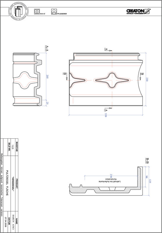 Prodotto file CAD HERZZIEGEL Tegola di testata superficie PULTFLA