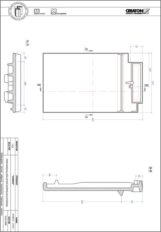 Prodotto file CAD DOMINO Esalatore raccordo colmo tegola a doppia onda FALDWZ