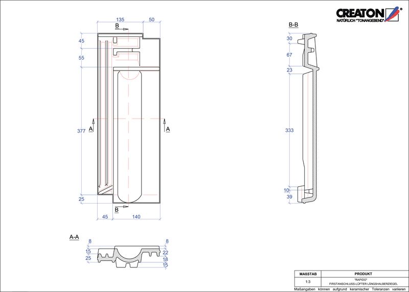 Prodotto file CAD RAPIDO Esalatore raccordo colmo mezza tegola FALLH