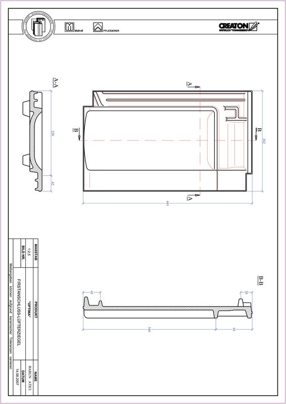 Prodotto file CAD TERRA OPTIMA Tegola raccordo colmo FALZ
