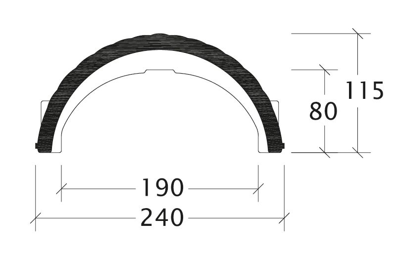 Disegno assortimento tegole di colmo e di displuvio PMZ-Firstziegel