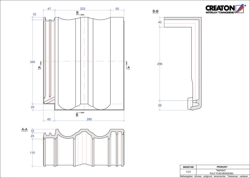 Prodotto file CAD RAPIDO Tegola di testata superficie PULTFLA