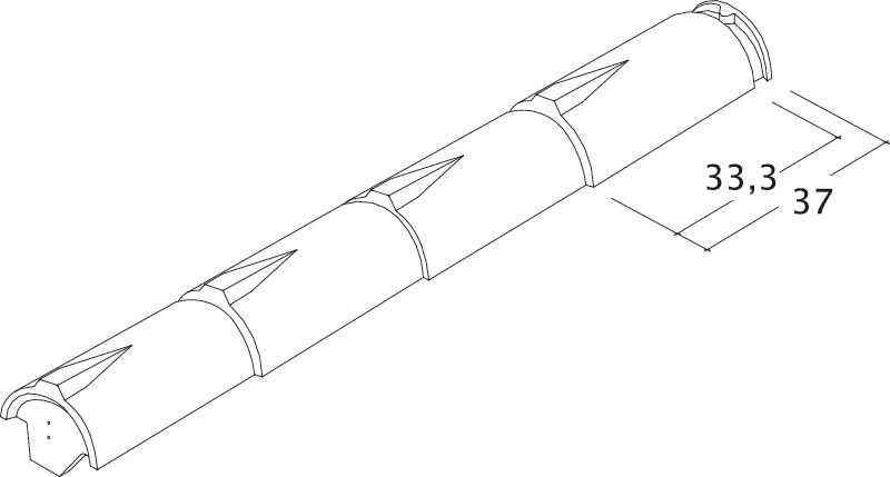 Disegno assortimento tegole di colmo e di displuvio BM-Firstziegel-Perspektive