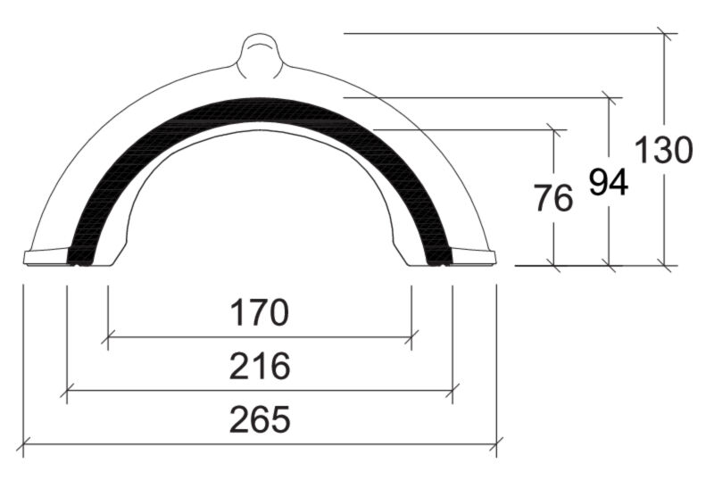 Disegno assortimento tegole di colmo e di displuvio PE-Firstziegel