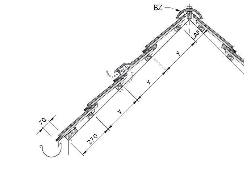 Disegno KLASSIK sezione trasversale tetto DQK-1