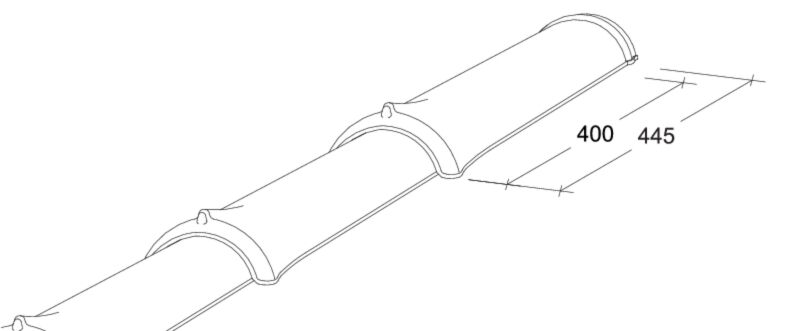 Disegno assortimento tegole di colmo e di displuvio PE-Firstziegel-Perspektive