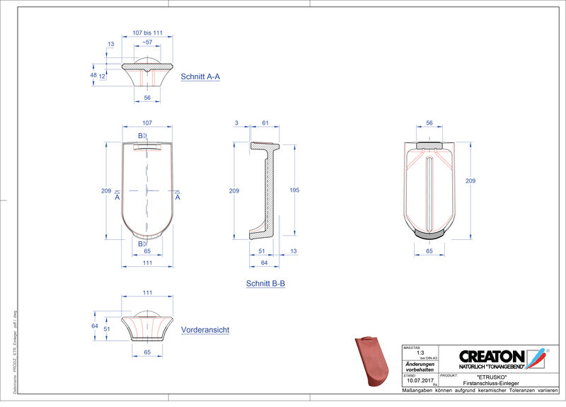 Prodotto file CAD ETRUSKO Tegola raccordo colmo-aeratore FAE