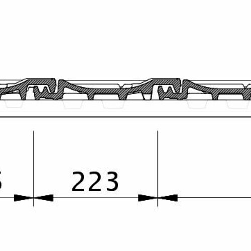 Disegno CANTUS gronda di frontespizio sinistra con lamiera laterale e doppia onda ODL