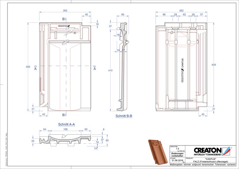 Prodotto file CAD CANTUS Tegola raccordo colmo-aeratore FALZ