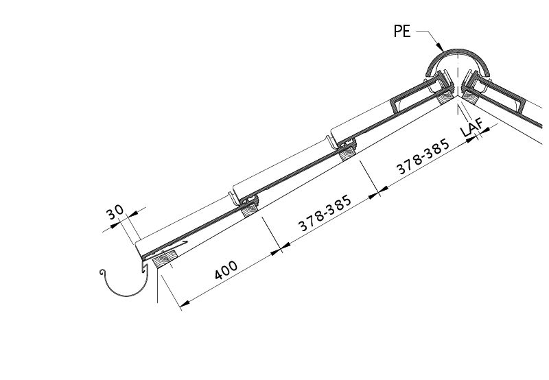 Disegno ETRUSKO sezione trasversale tetto DQF