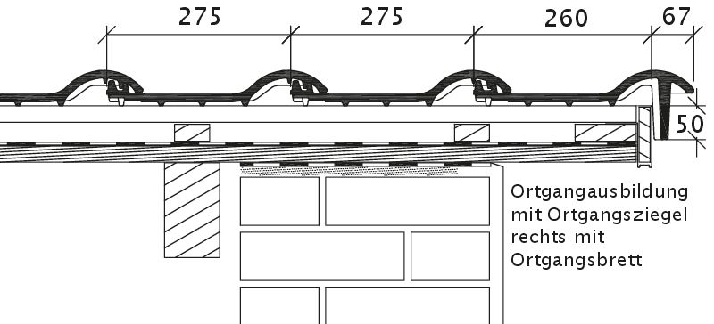 Disegno BALANCE tegola laterale destra con tavola per gronda di frontespizio OBR