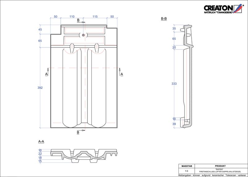 Prodotto file CAD RAPIDO Esalatore raccordo colmo tegola a doppia onda FALDWZ
