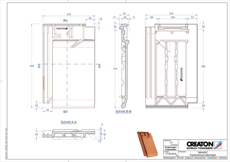Prodotto file CAD MIKADO Tegola raccordo colmo-aeratore FALZ