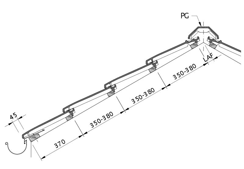 Disegno VISIO sezione trasversale tetto DQF
