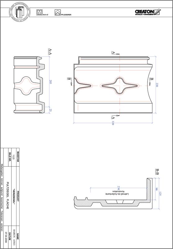 Prodotto file CAD HERZZIEGEL Tegola di testata superficie PULTFLA