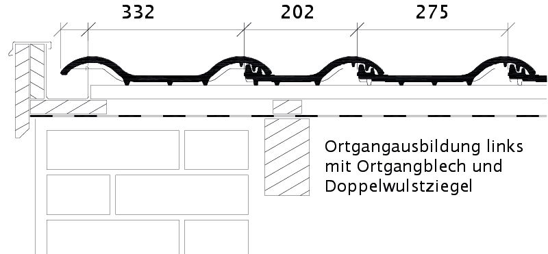 Disegno BALANCE gronda di frontespizio sinistra con lamiera laterale e doppia onda ODL