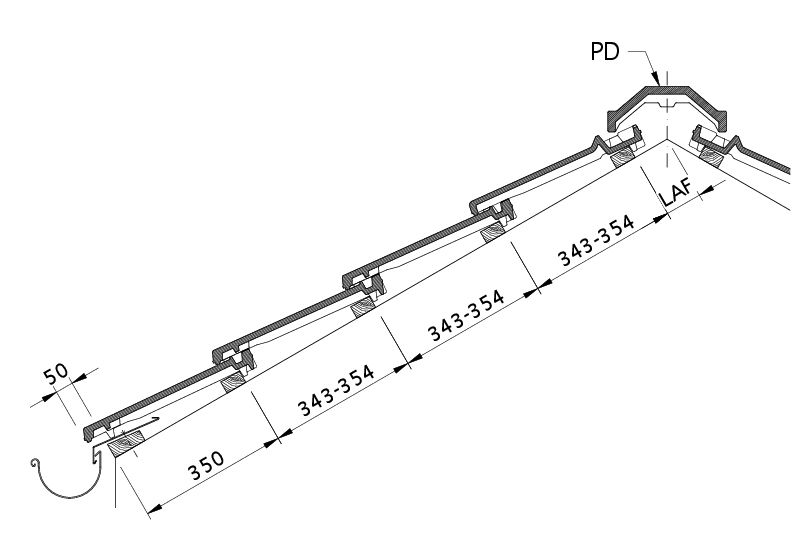 Disegno DOMINO sezione trasversale tetto DQF