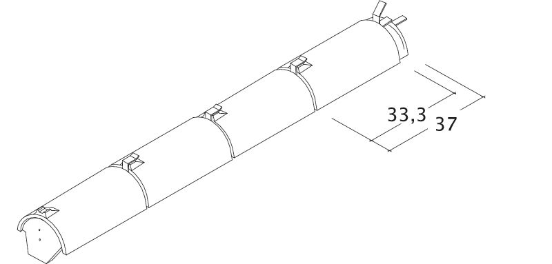 Disegno assortimento tegole di colmo e di displuvio BZ-Firstziegel-Perspektive