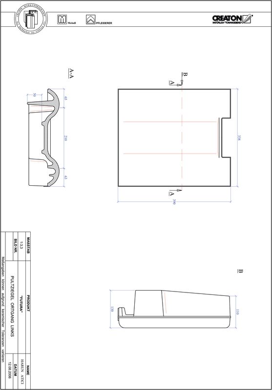Prodotto file CAD FUTURA Tegola di testata gronda di frontespizio sinistra PULTOGL