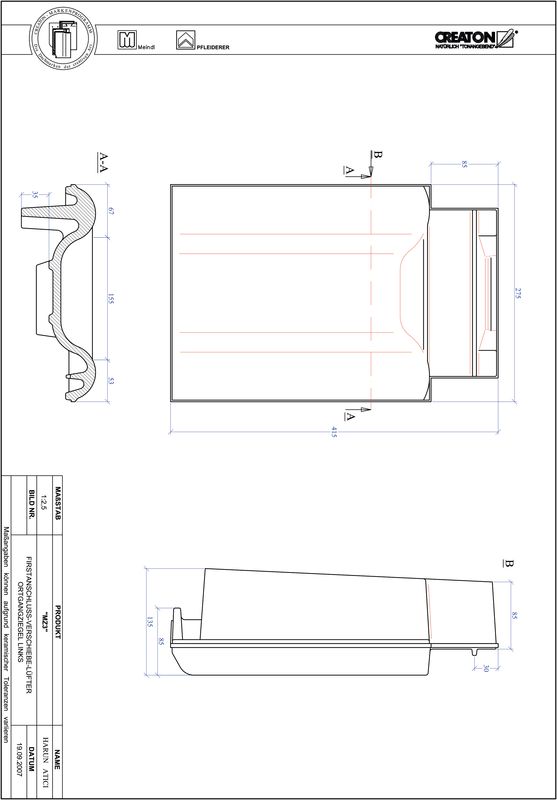 Prodotto file CAD MZ3 Tratto di scorrimento gronda di frontespizio sinistra VSBOGL