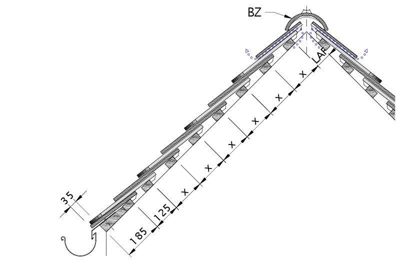 Disegno KLASSIK sezione trasversale tetto DQD-1