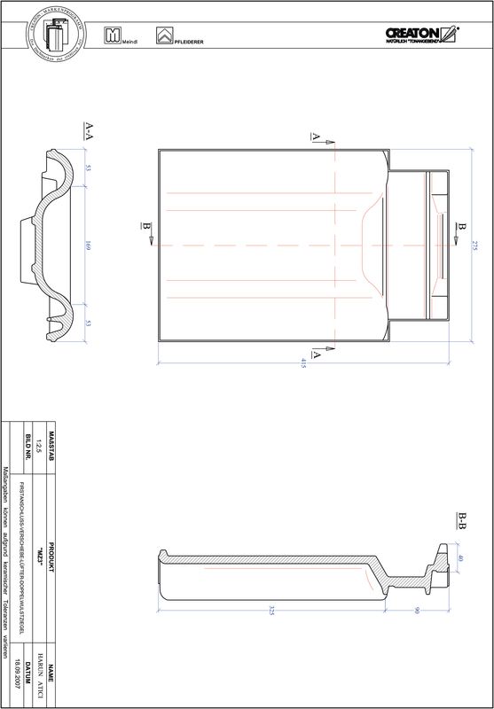 Prodotto file CAD MZ3 Tratto di scorrimento tegola a doppia onda VSBDWZ