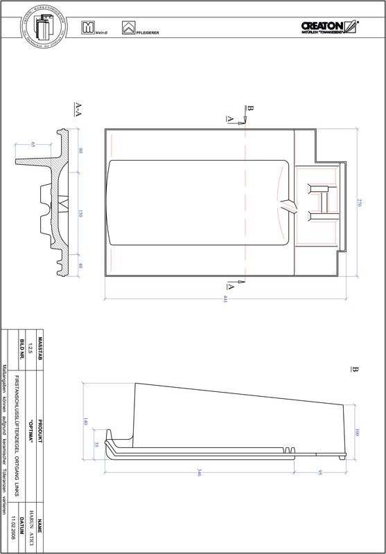 Prodotto file CAD TERRA OPTIMA Esalatore raccordo colmo gronda di frontespizio sinistra FALOGL