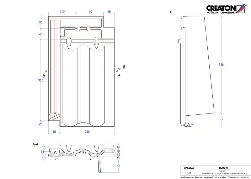 Prodotto file CAD RATIO Esalatore raccordo colmo gronda di frontespizio destra FALOGR