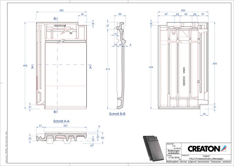 Prodotto file CAD VISIO Tegola raccordo colmo-aeratore FALZ