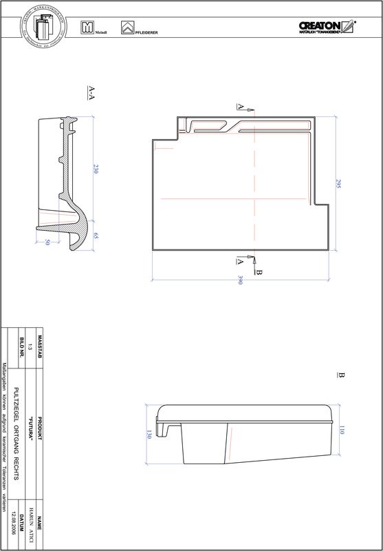 Prodotto file CAD FUTURA Tegola di testata gronda di frontespizio destra PULTOGR